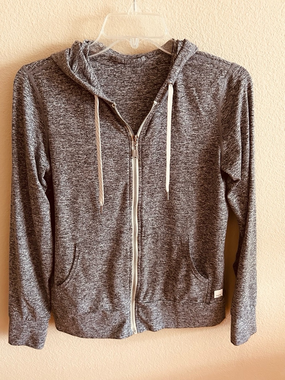 Vuori Women's Gray Marled Zip Hoodie with Drawstring